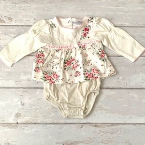 Vitamins Baby 3m Girls Floral Cream Outfit Set Long Sleeves 100% Cotton Peplum